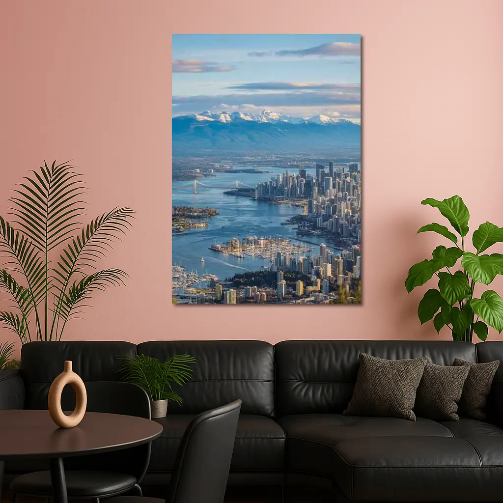 Vancouver Skyline Snow Mountains Aerial View – Wall Art