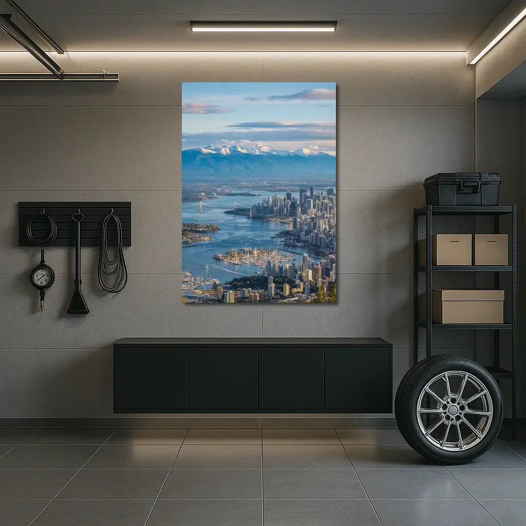 Vancouver Skyline Snow Mountains Aerial View – Wall Art