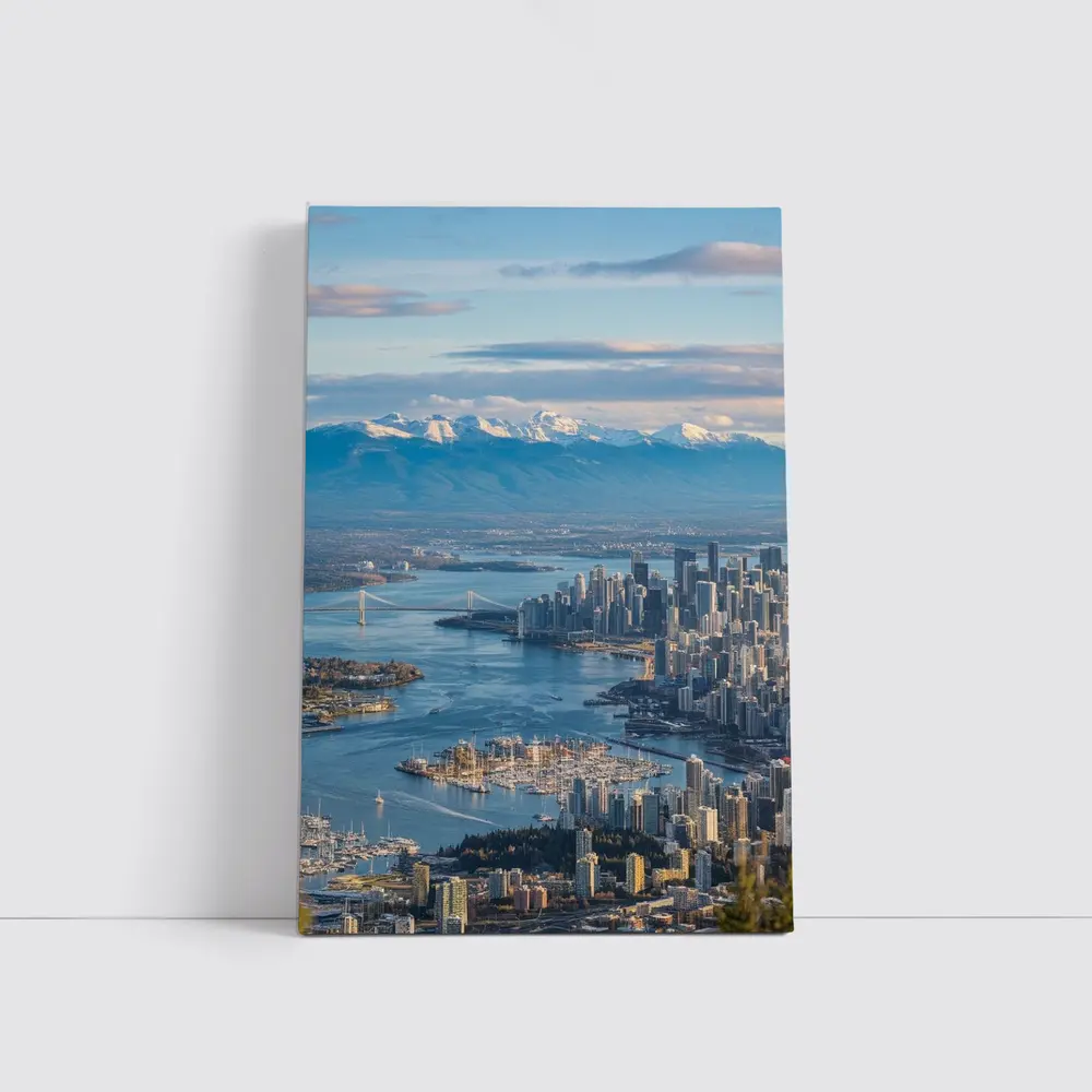 Vancouver Skyline Snow Mountains Aerial View – Wall Art