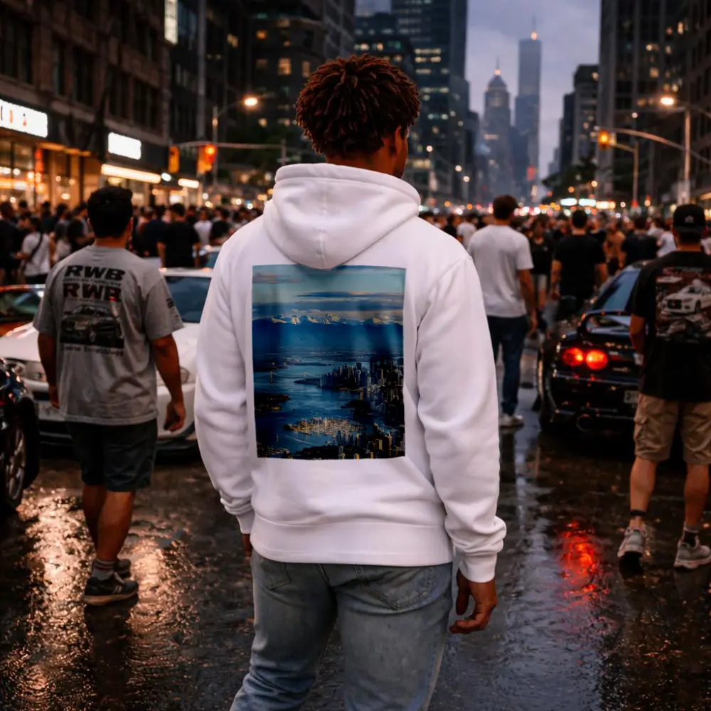 Vancouver Skyline Snow Mountains Aerial View – Hoodies