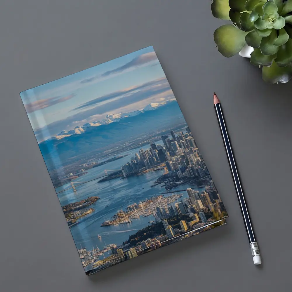 Vancouver Skyline Snow Mountains Aerial View – Notebooks