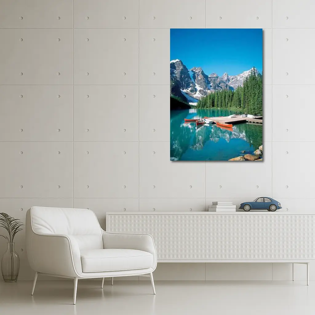 Moraine Lake Canoes Rocky Mountains Canada – Wall Art