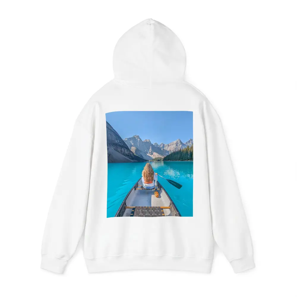 Woman Canoeing Turquoise Mountain Lake Canada – Hoodies