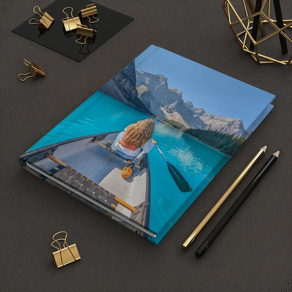 Woman Canoeing Turquoise Mountain Lake Canada – Notebooks