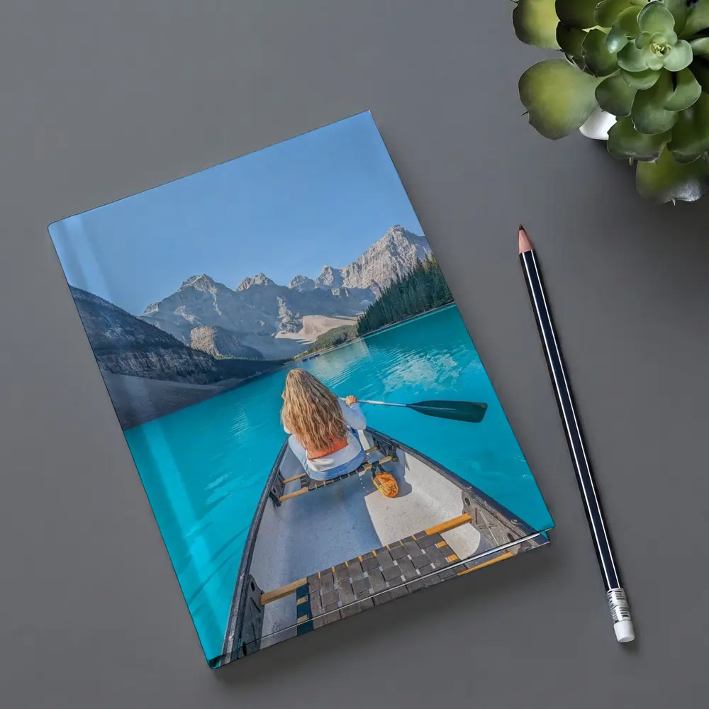 Woman Canoeing Turquoise Mountain Lake Canada – Notebooks