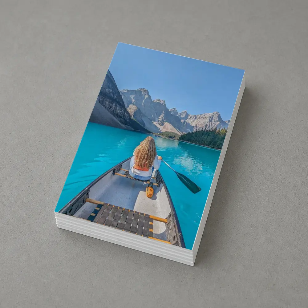 Woman Canoeing Turquoise Mountain Lake Canada – Postcards