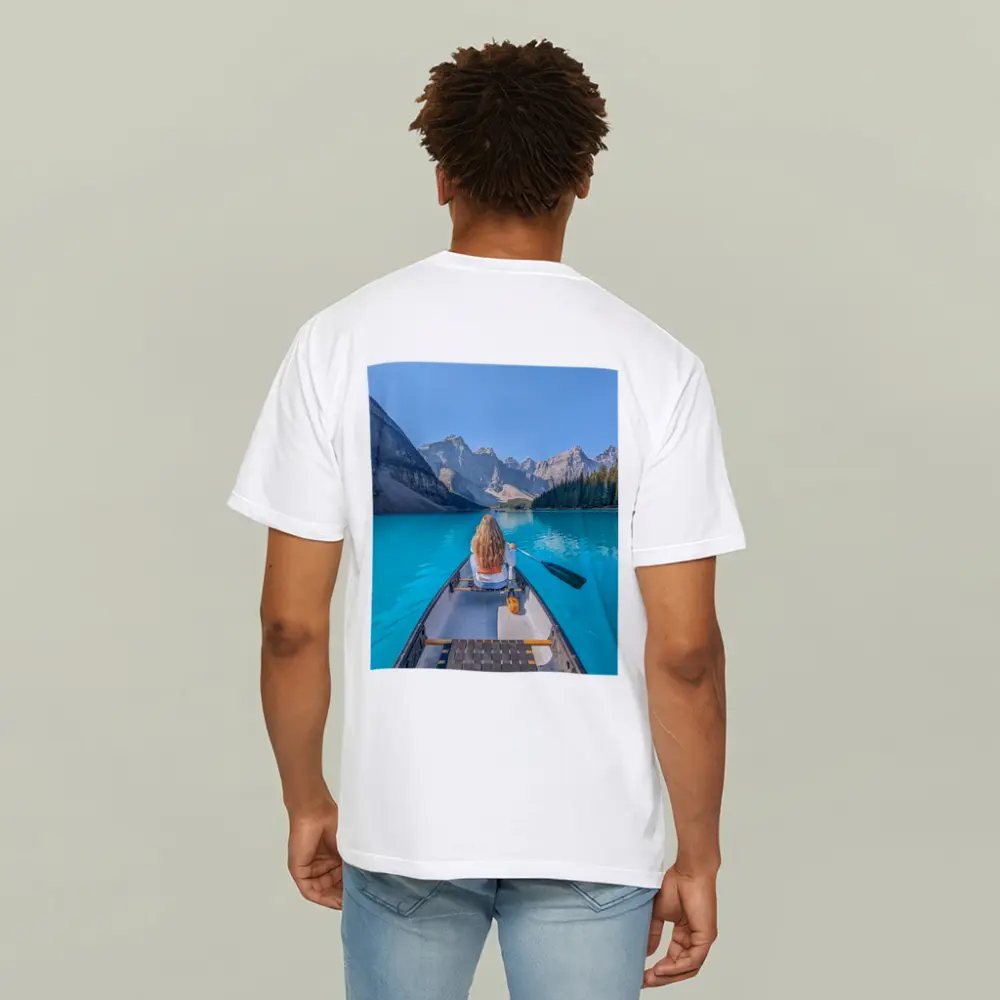 Woman Canoeing Turquoise Mountain Lake Canada – T-Shirts