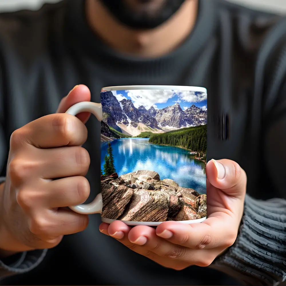 Moraine Lake Rocky Mountains Canada Blue Water – Mugs