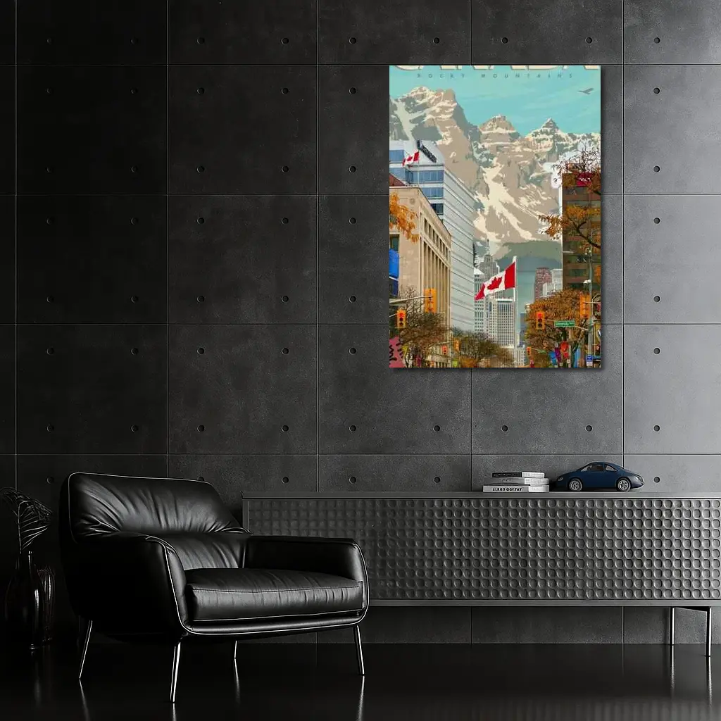 Canada Rocky Mountains Vintage Travel City Street – Wall Art