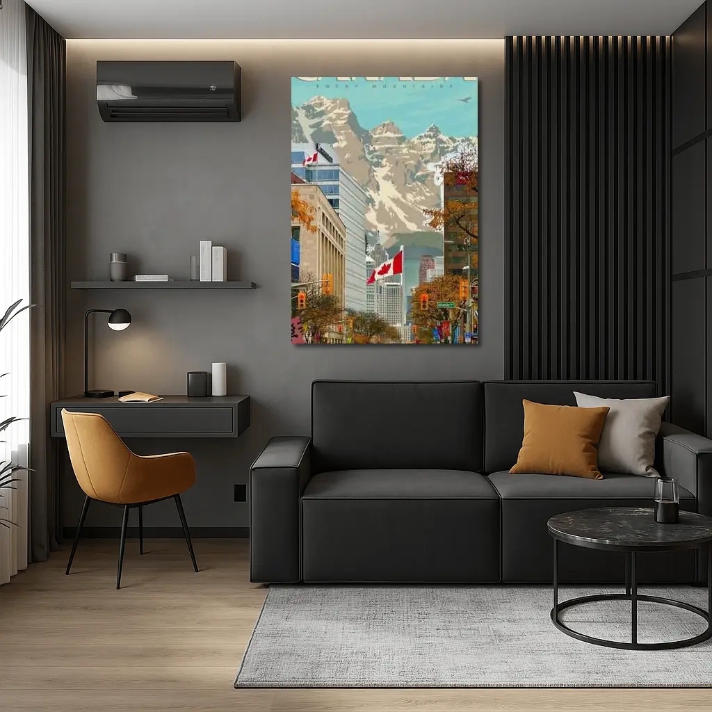 Canada Rocky Mountains Vintage Travel City Street – Wall Art