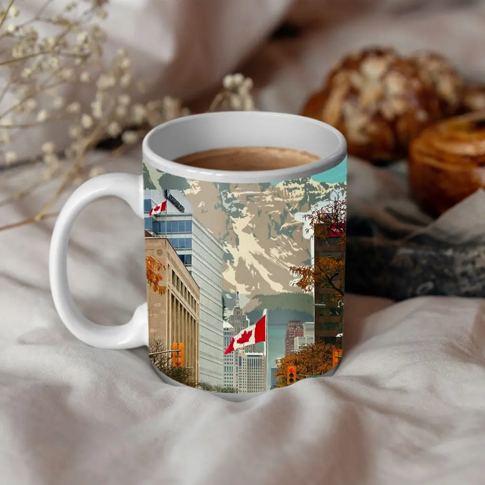 Canada Rocky Mountains Vintage Travel City Street – Mugs