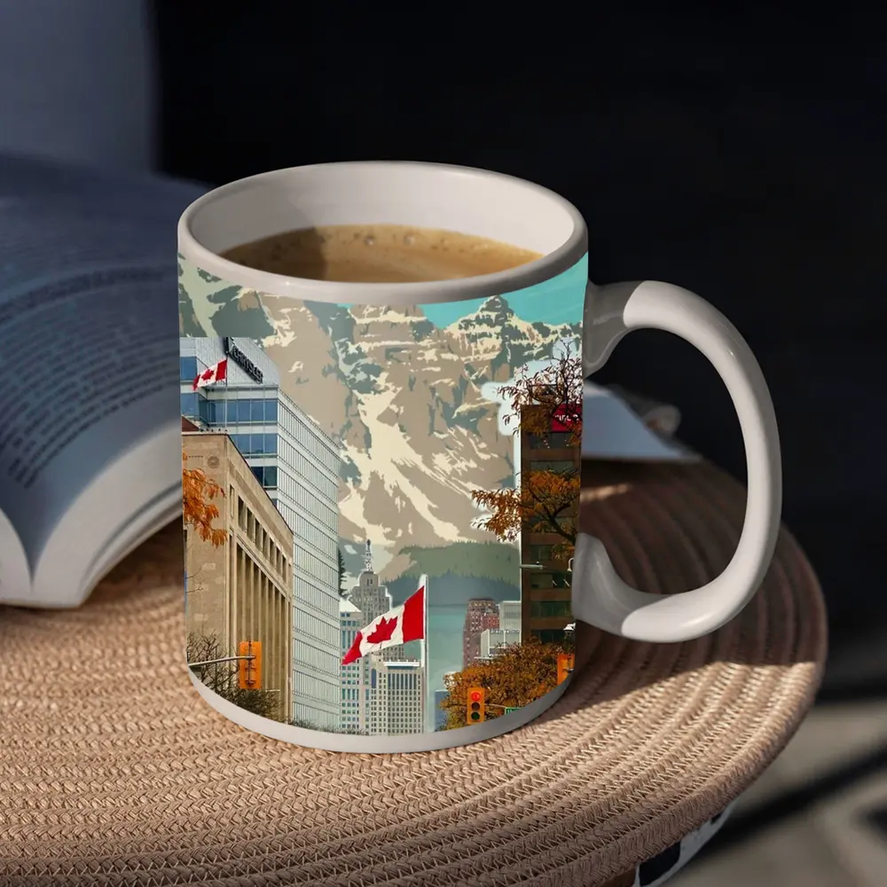 Canada Rocky Mountains Vintage Travel City Street – Mugs