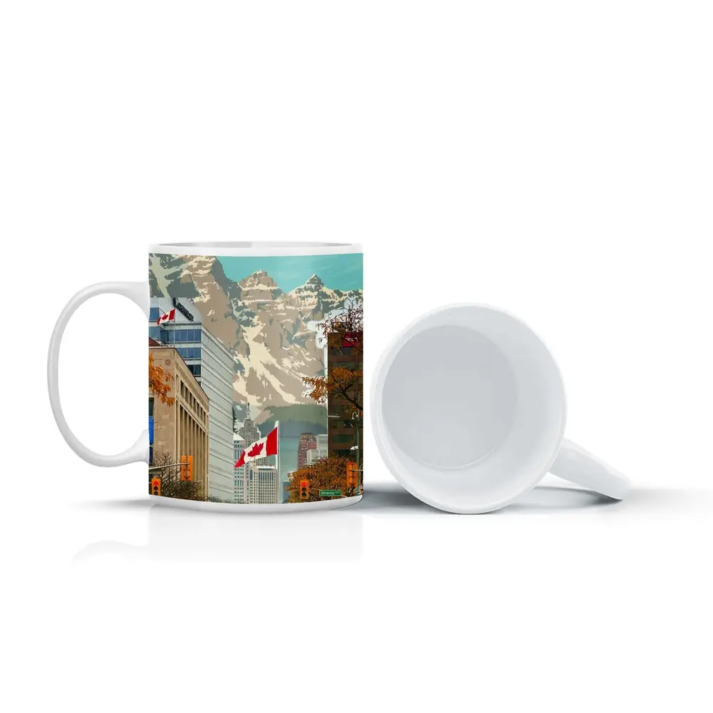 Canada Rocky Mountains Vintage Travel City Street – Mugs