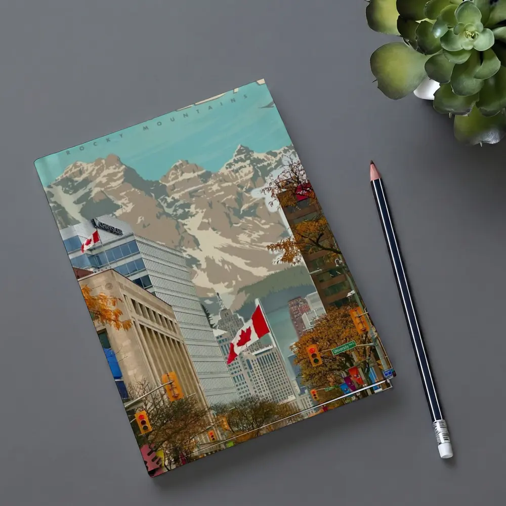 Canada Rocky Mountains Vintage Travel City Street – Notebooks