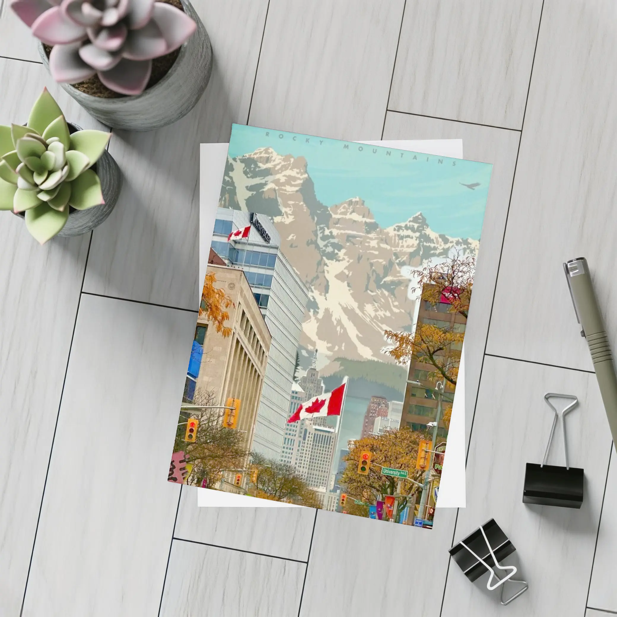 Canada Rocky Mountains Vintage Travel City Street – Postcards