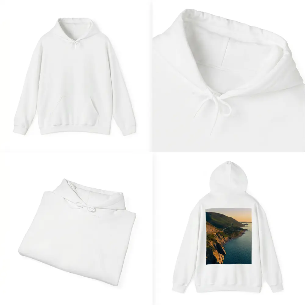 Coastal Cliffs Winding Road Sunset Aerial View – Hoodies