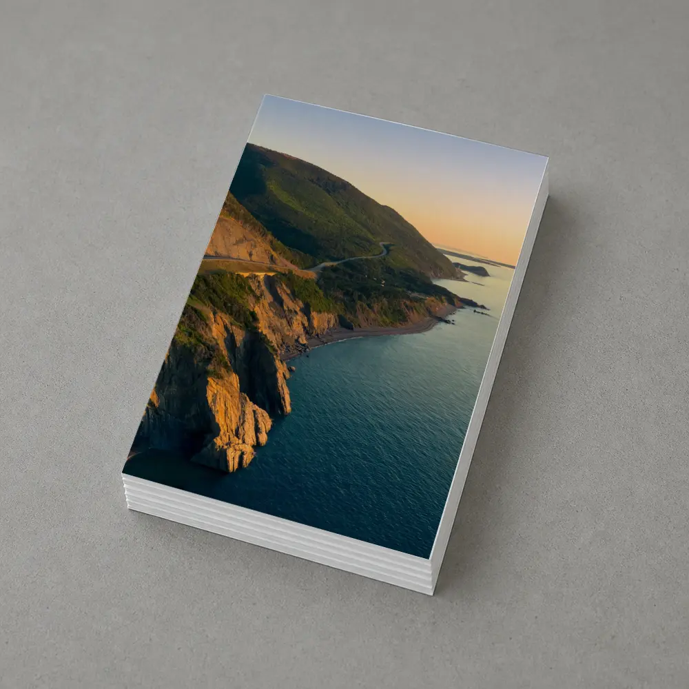 Coastal Cliffs Winding Road Sunset Aerial View – Postcards
