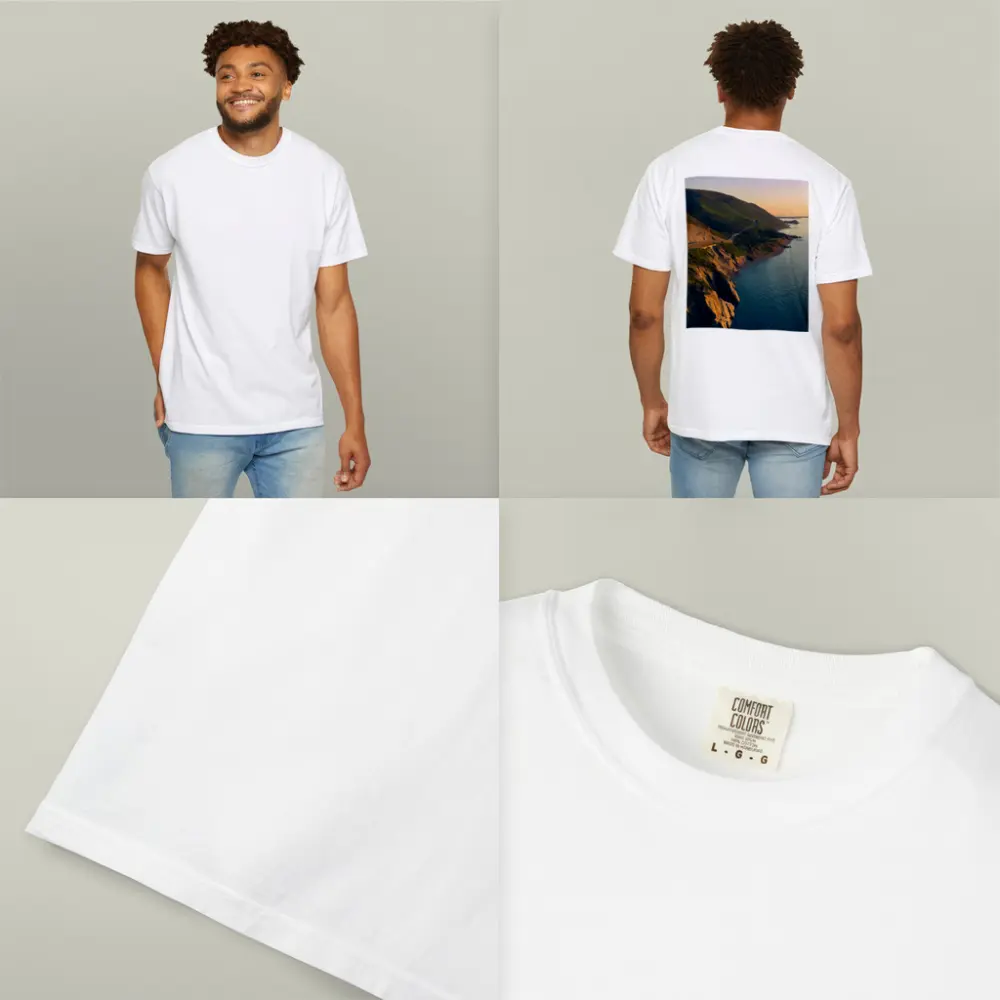 Coastal Cliffs Winding Road Sunset Aerial View – T-Shirts