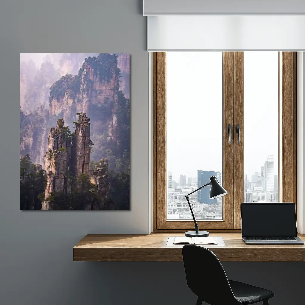Zhangjiajie Stone Pillars Misty Mountain Forest – Wall Art