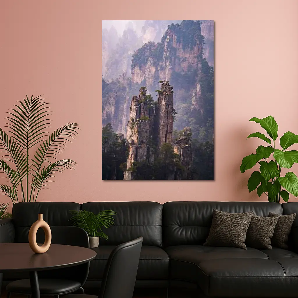 Zhangjiajie Stone Pillars Misty Mountain Forest – Wall Art