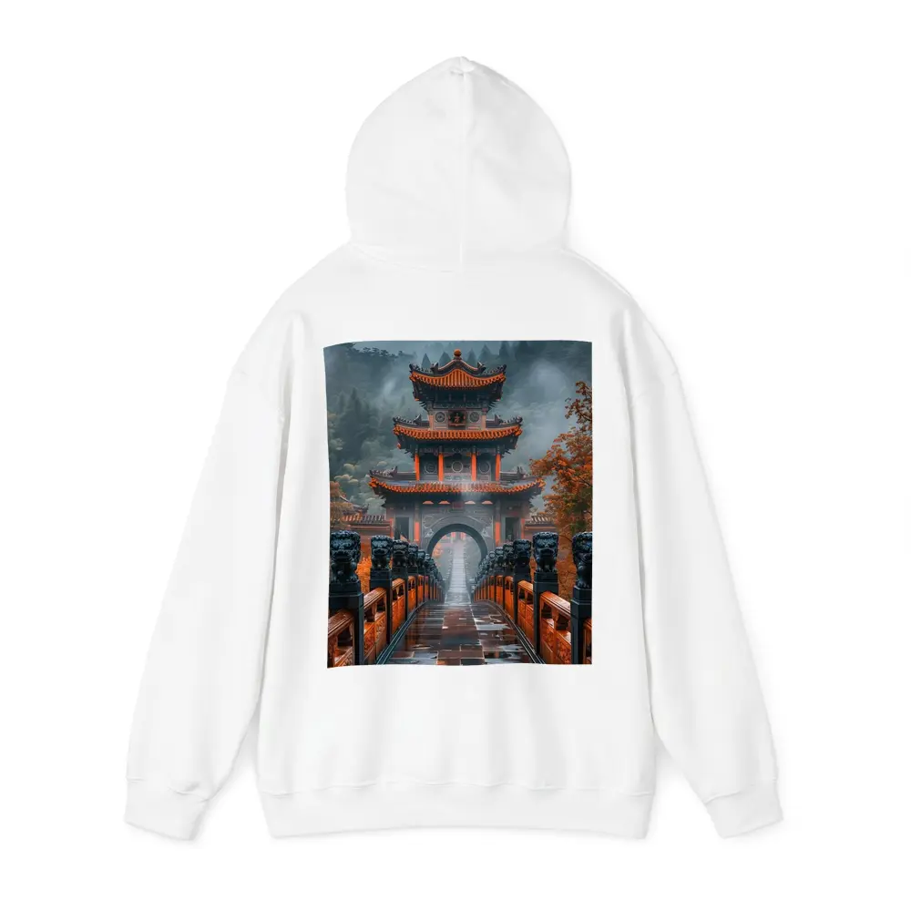 Chinese Temple Gate Misty Mountain Forest – Hoodies