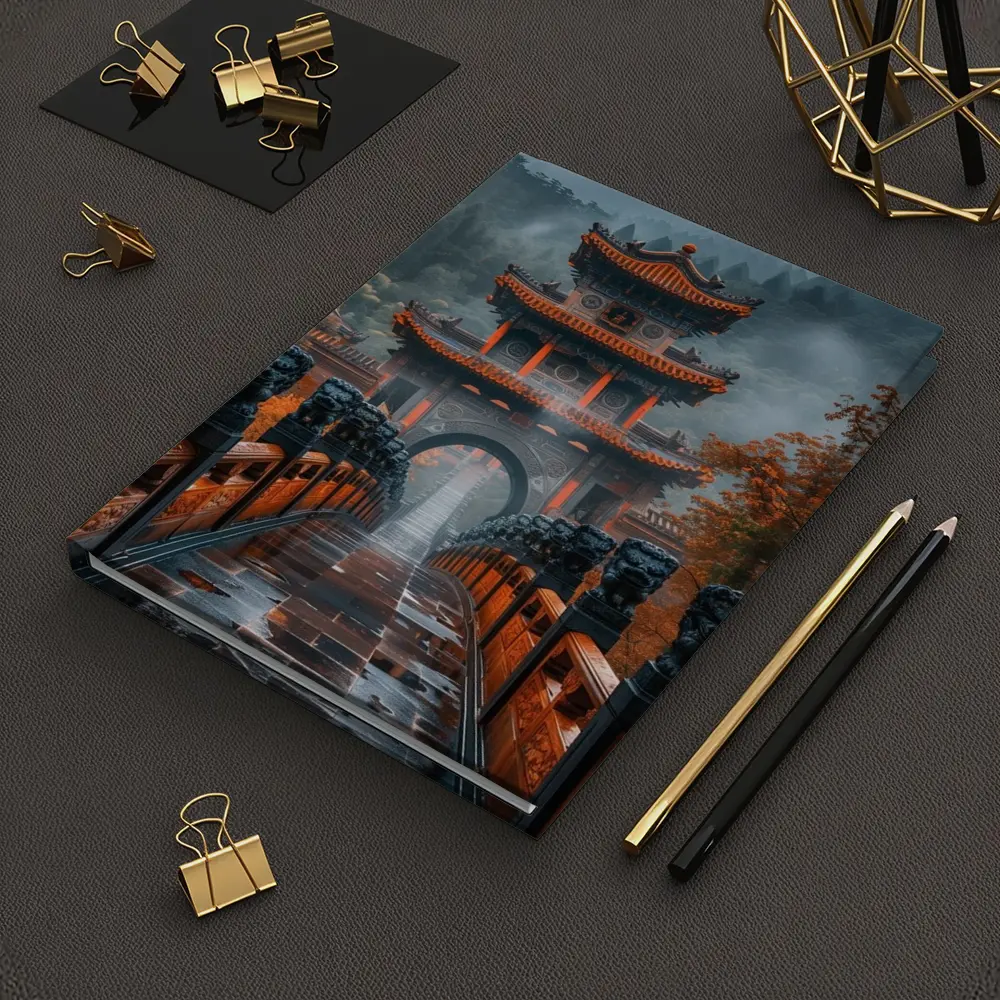 Chinese Temple Gate Misty Mountain Forest – Notebooks