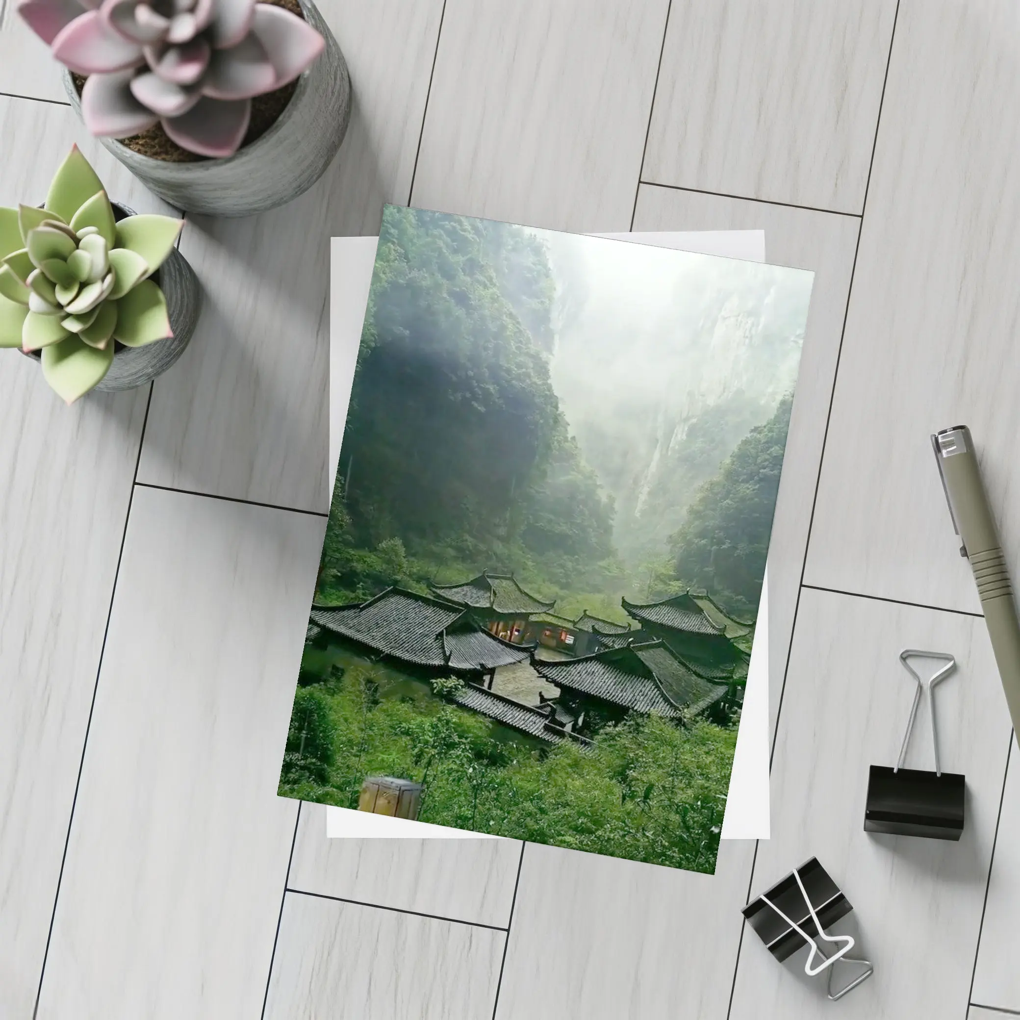 Chinese Temple Complex Misty Mountain Valley – Postcards