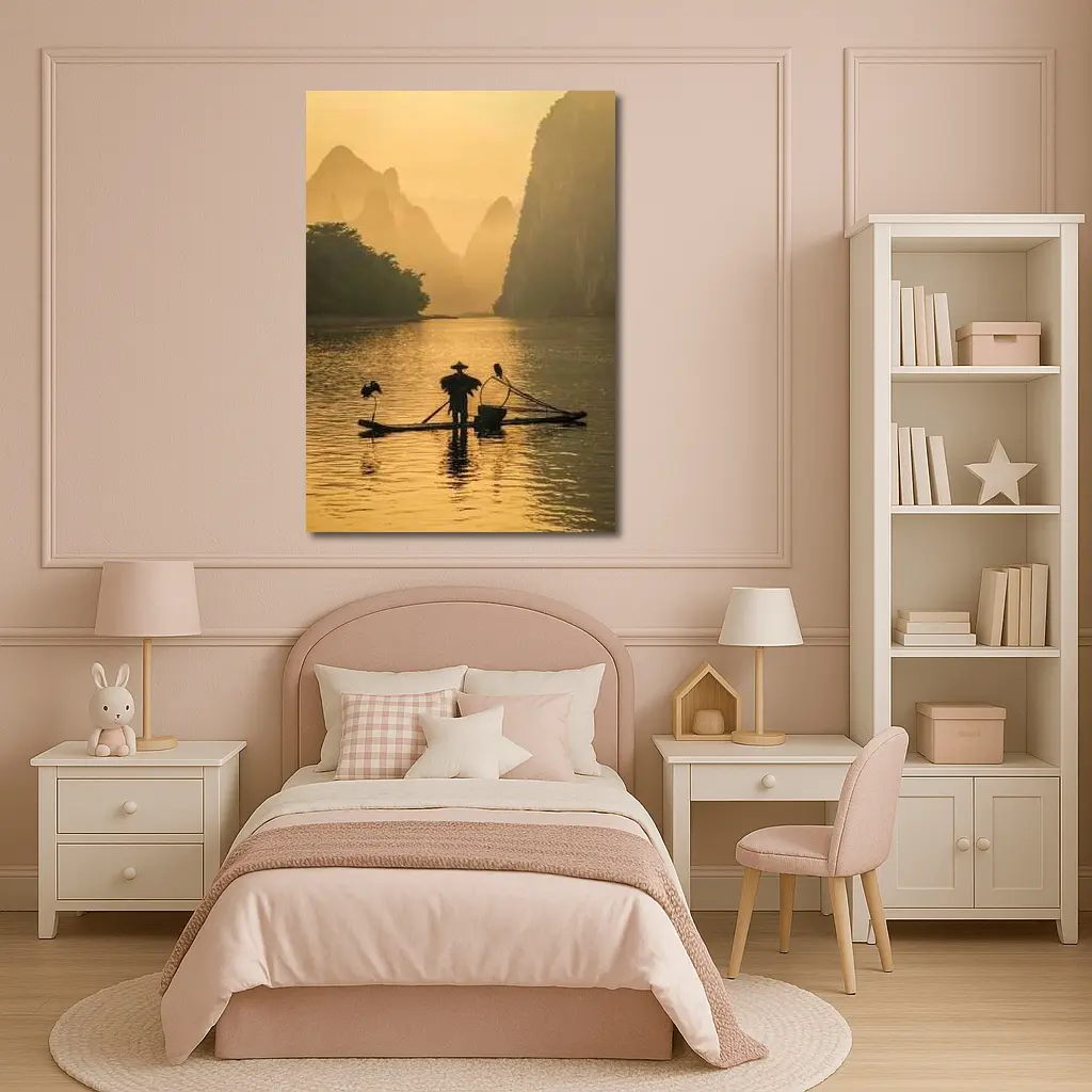 Fisherman on Bamboo Raft Li River – Wall Art