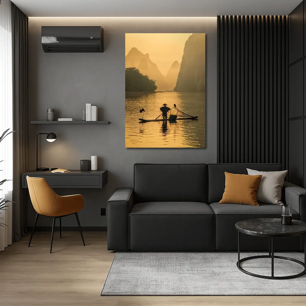 Fisherman on Bamboo Raft Li River – Wall Art