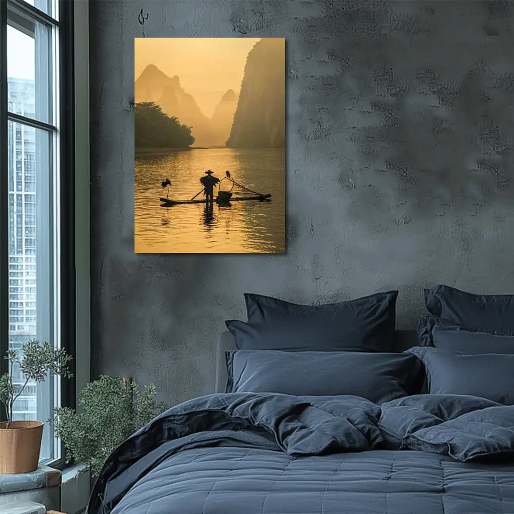 Fisherman on Bamboo Raft Li River – Wall Art