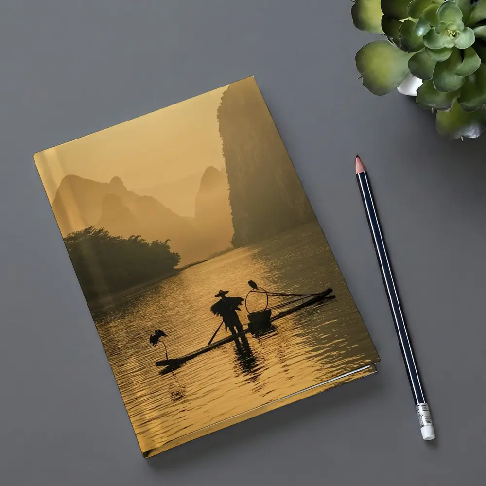 Fisherman on Bamboo Raft Li River – Notebooks