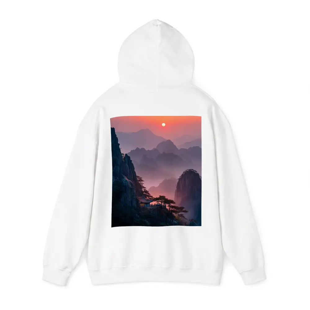 Huangshan Mountains Misty Sunset Cliffside Pavilion – Hoodies