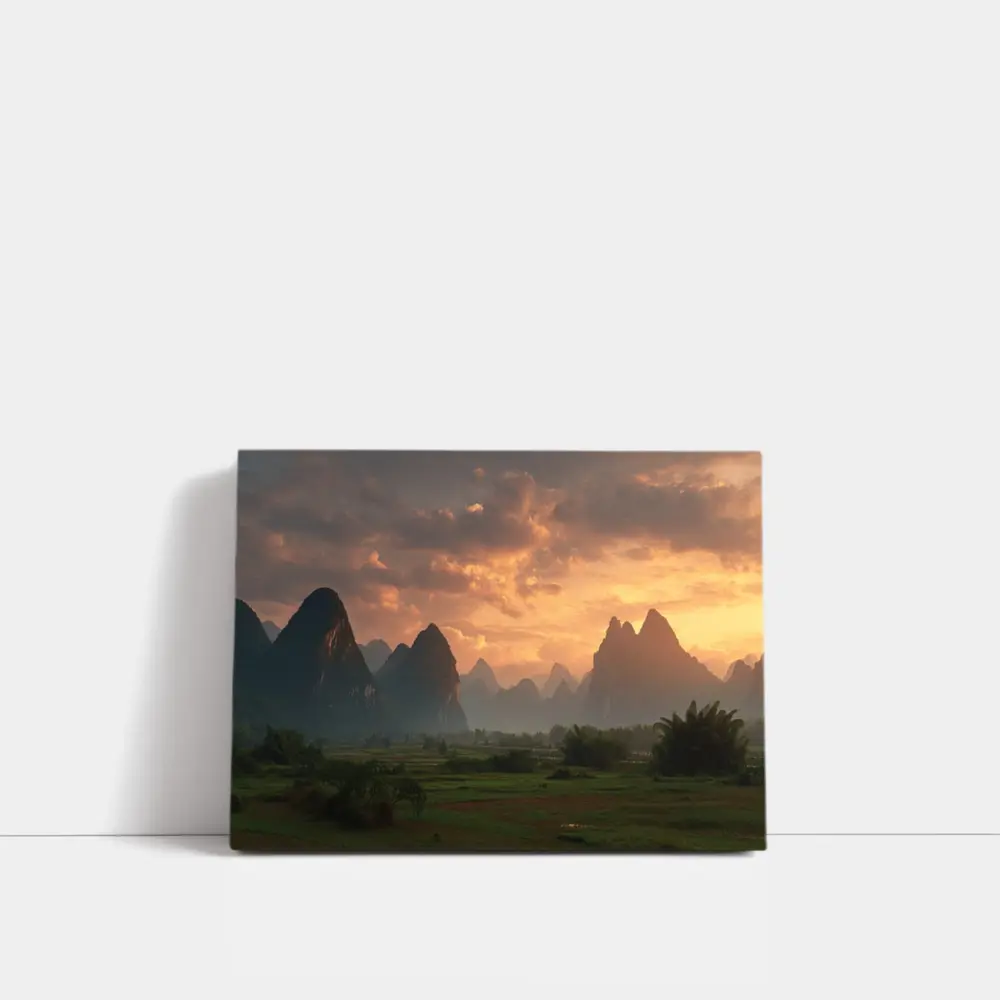 Guilin Karst Mountains Sunset Misty Valley – Wall Art