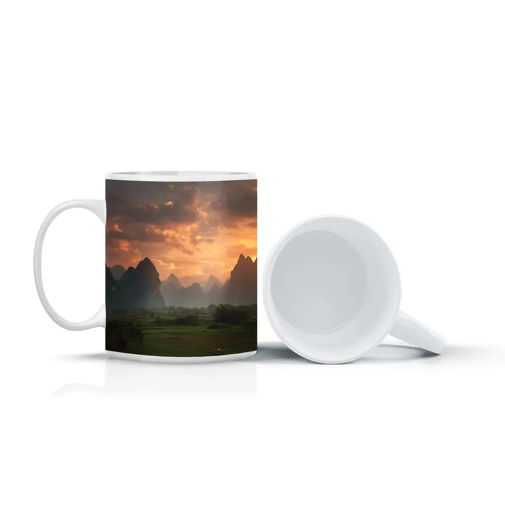 Guilin Karst Mountains Sunset Misty Valley – Mugs