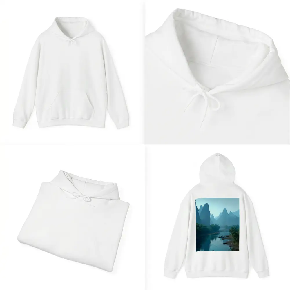 Li River Karst Mountains Misty Blue Landscape – Hoodies