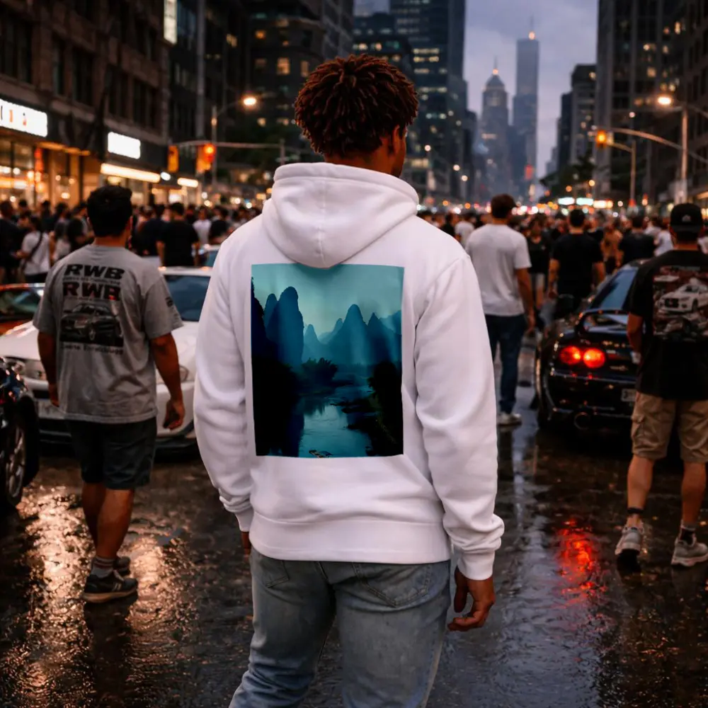 Li River Karst Mountains Misty Blue Landscape – Hoodies