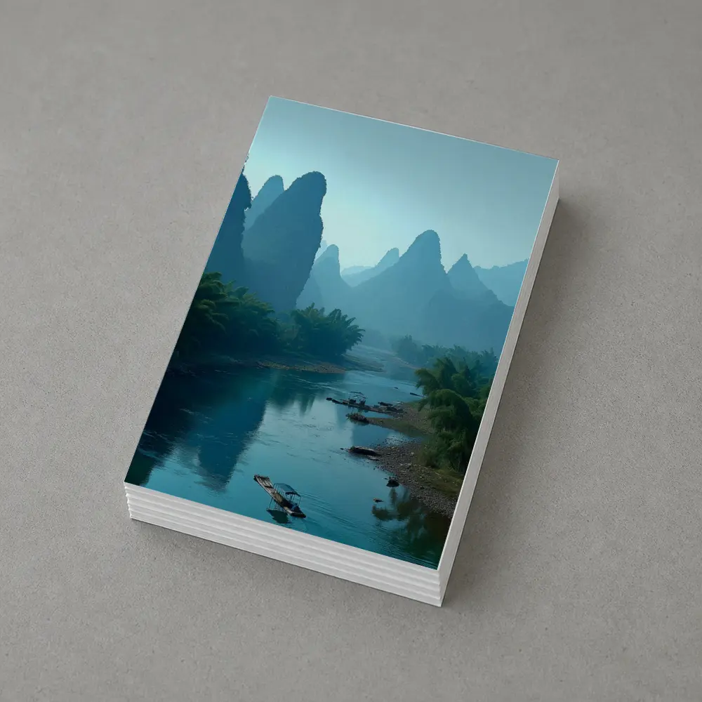 Li River Karst Mountains Misty Blue Landscape – Postcards