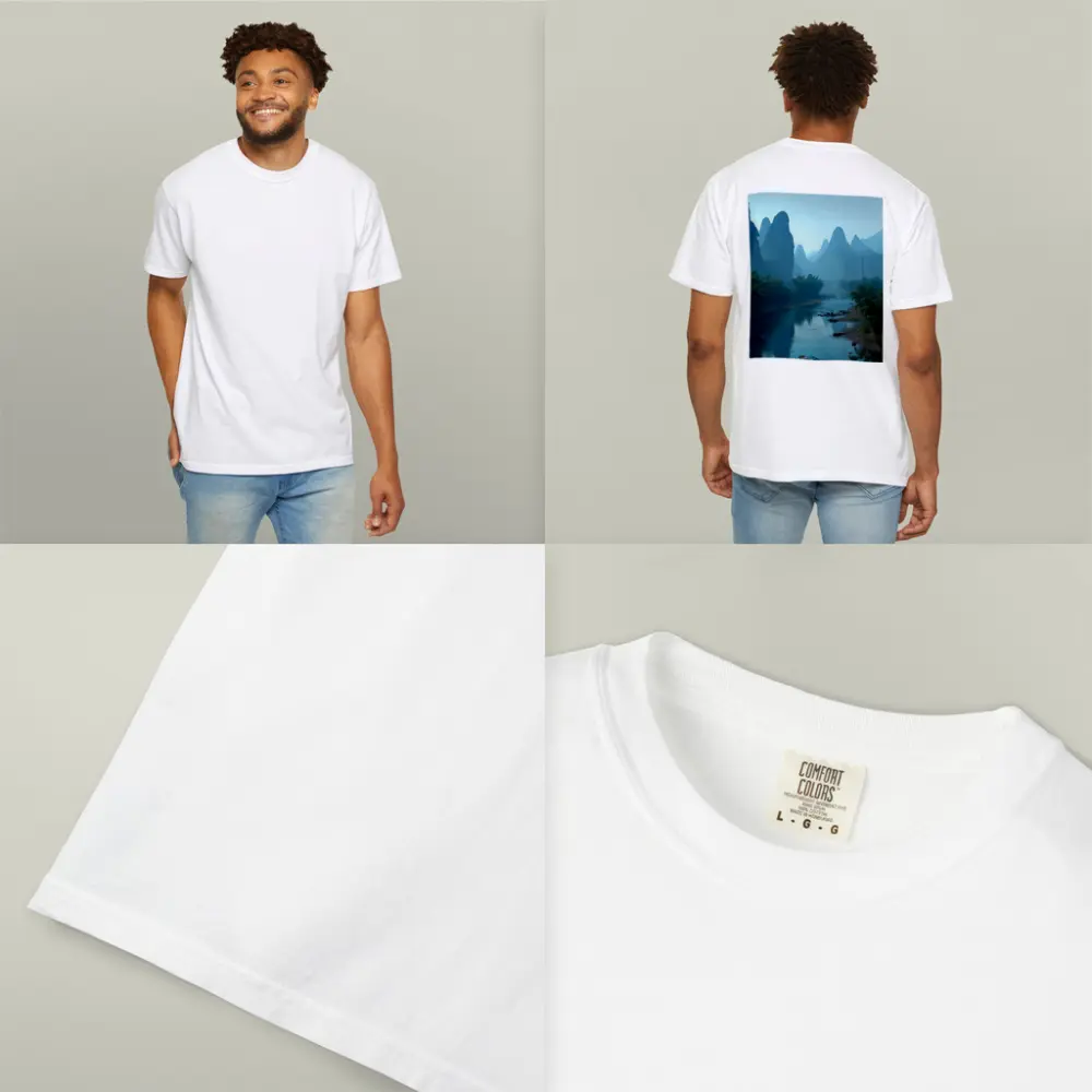 Li River Karst Mountains Misty Blue Landscape – T-Shirts