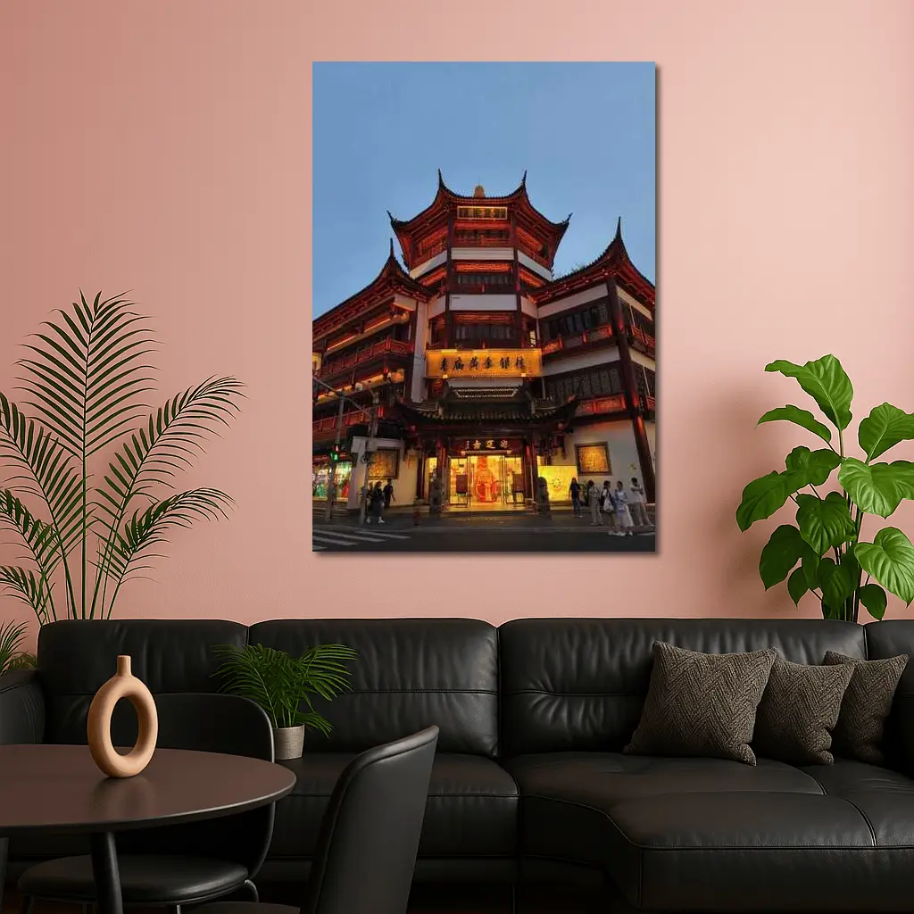 Shanghai Yuyuan Garden Building At Dusk – Wall Art