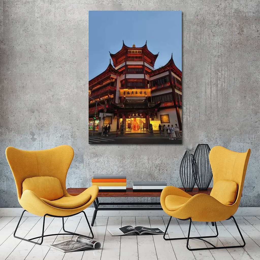 Shanghai Yuyuan Garden Building At Dusk – Wall Art