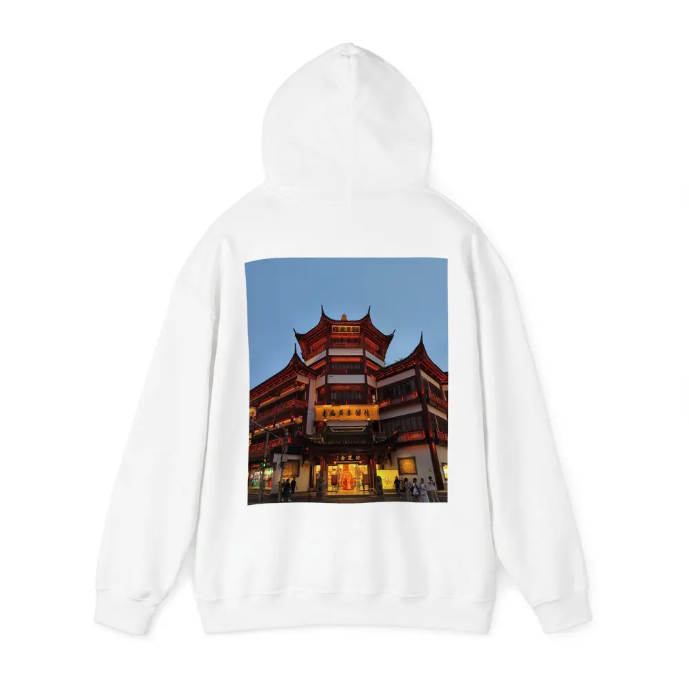 Shanghai Yuyuan Garden Building At Dusk – Hoodies
