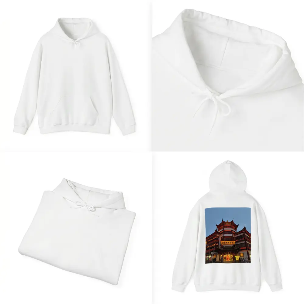 Shanghai Yuyuan Garden Building At Dusk – Hoodies