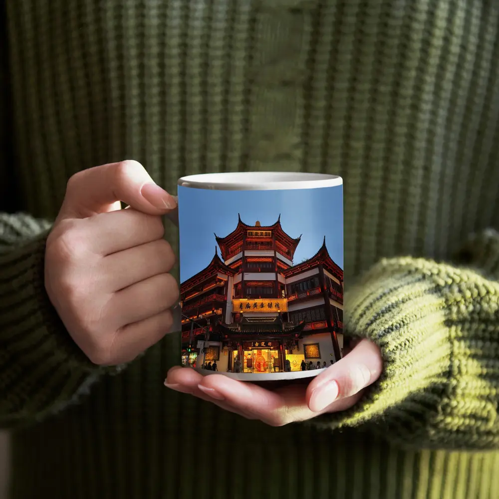 Shanghai Yuyuan Garden Building At Dusk – Mugs