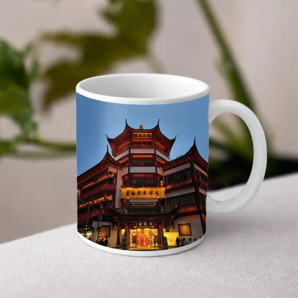 Shanghai Yuyuan Garden Building At Dusk – Mugs