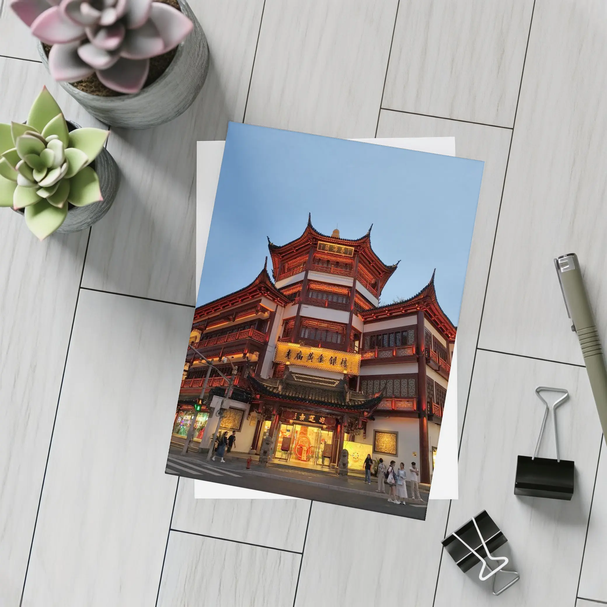 Shanghai Yuyuan Garden Building At Dusk – Postcards