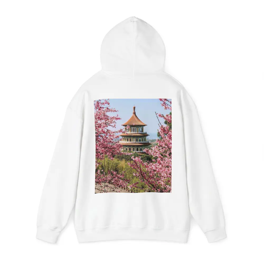 Chinese Pagoda Tower Pink Cherry Blossoms – Hoodies