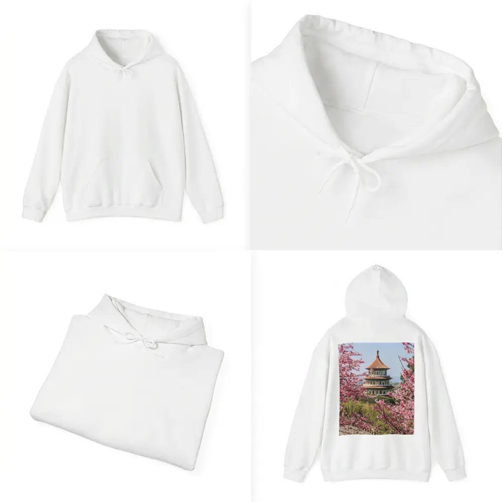 Chinese Pagoda Tower Pink Cherry Blossoms – Hoodies