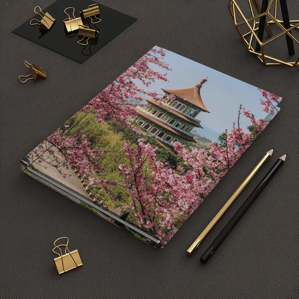 Chinese Pagoda Tower Pink Cherry Blossoms – Notebooks