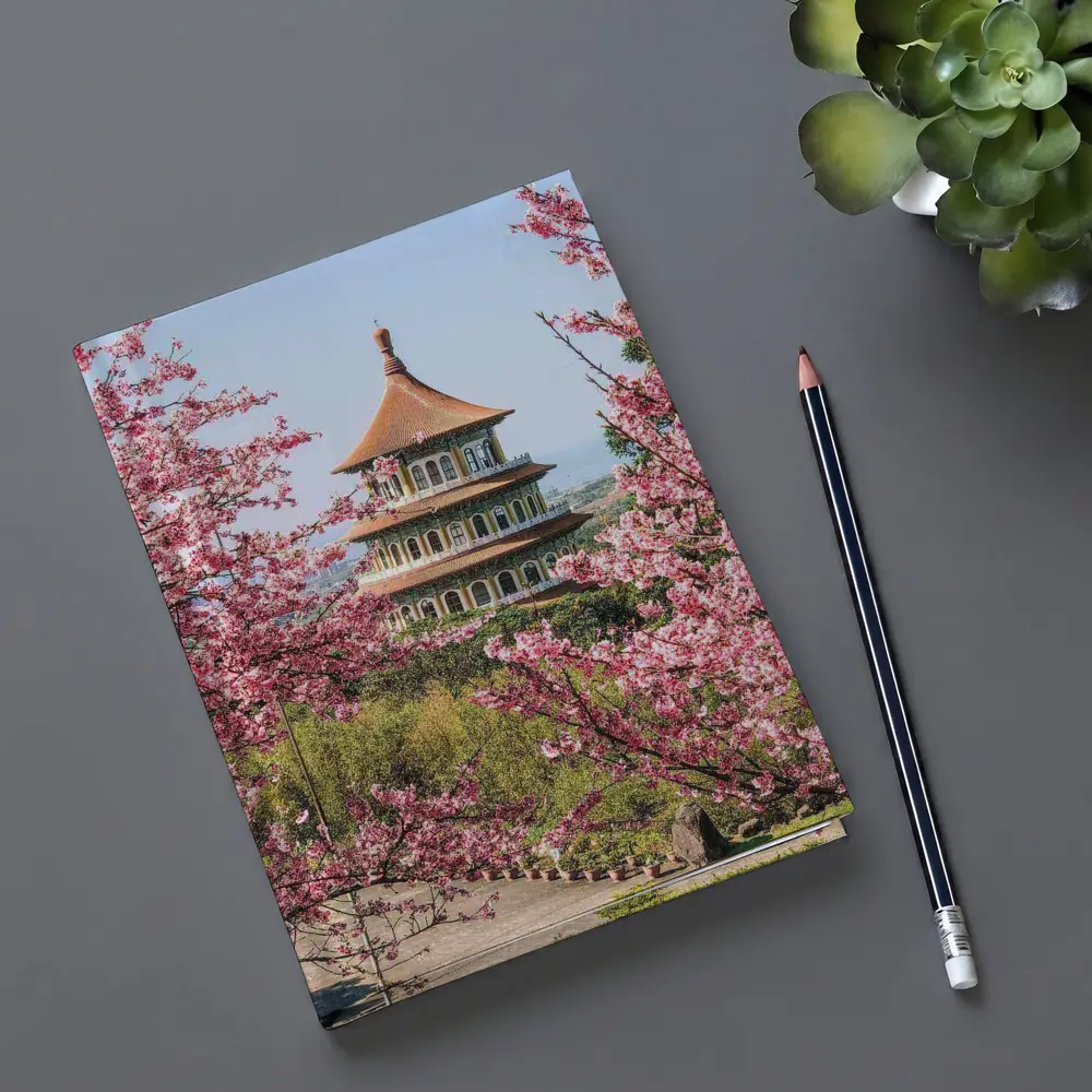 Chinese Pagoda Tower Pink Cherry Blossoms – Notebooks