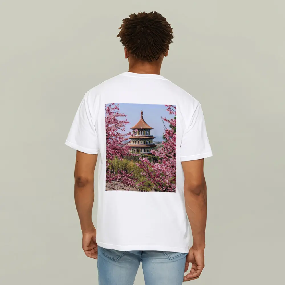 Chinese Pagoda Tower Pink Cherry Blossoms – T-Shirts